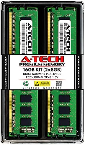 A-Tech 16GB ערכת RAM עבור Synology Rackstation RS3413XS+ NAS | DDR3 1600MHz PC3-12800 ECC UDIMM 2RX8 1.5V 240